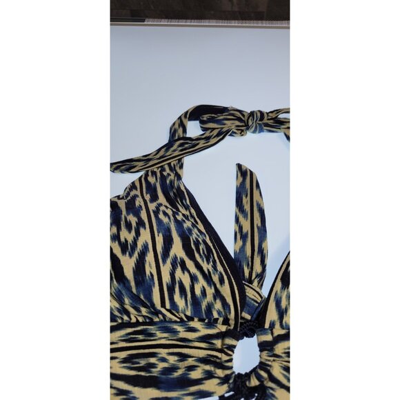 Robin Piccone Bikini Swim Top M Color Navy Blue Bottom Mid Rise Sz M - Picture 4 of 8